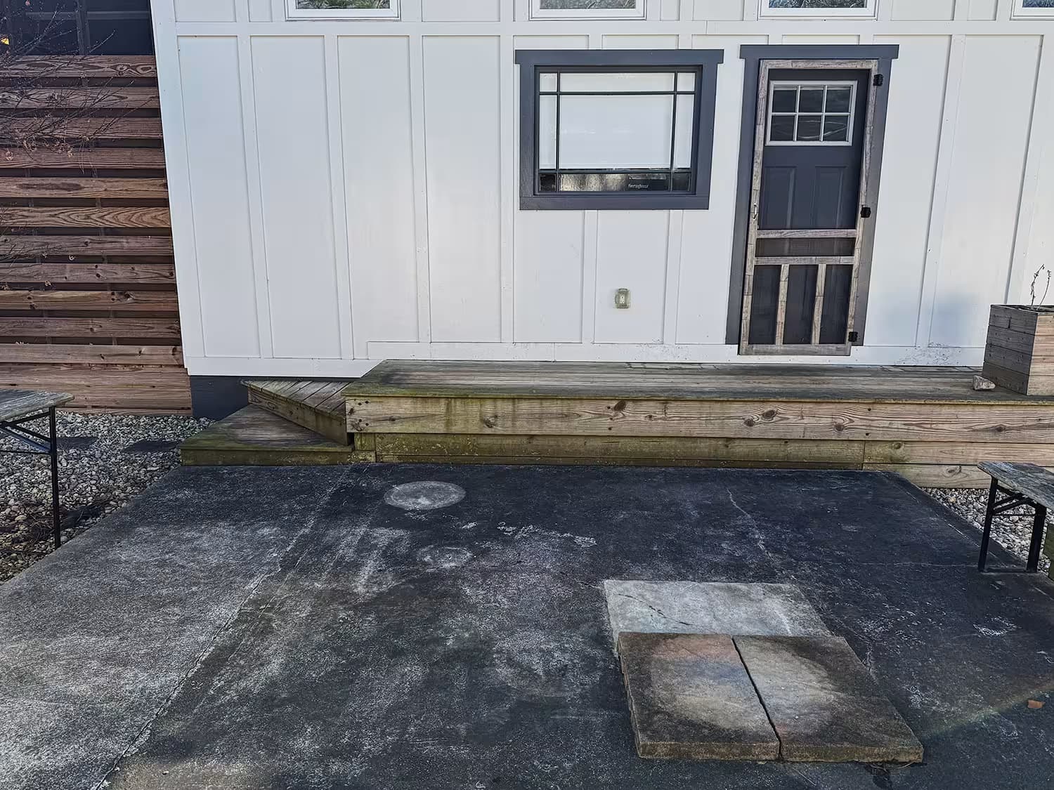 Patio before and after — before